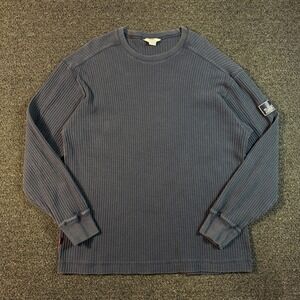 Vintage Levis Dry Goods Mens L Navy Ribbed Thermal Long Sleeve Shirt USA Made
